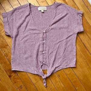Cloth & Stone purple and white striped button up blouse